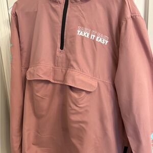 Pinkish Graphic pullover jacket.